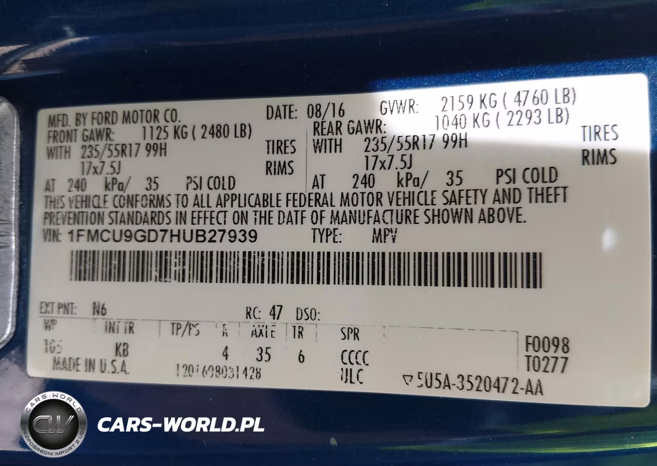 2017 Ford Escape Se VIN:1FMCU9GD7HUB27939 - 9