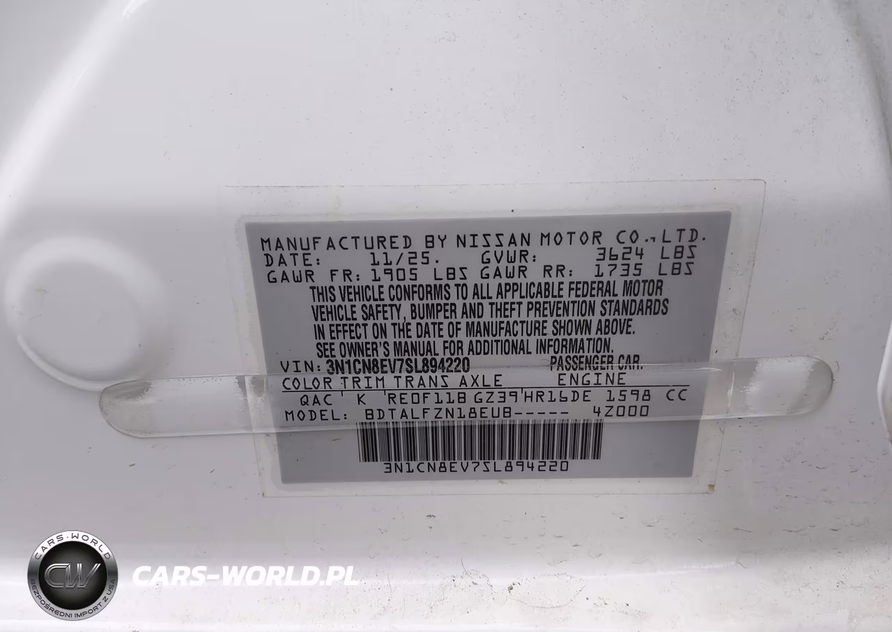 2025 Nissan Versa 1.6 Sv VIN:3N1CN8EV7SL894220 - 9