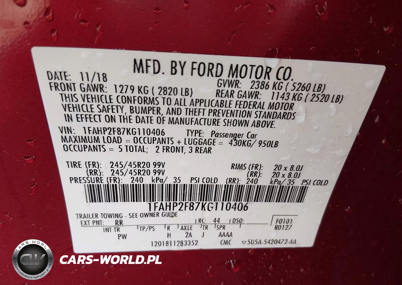 2019 Ford Taurus Limited VIN:1FAHP2F87KG110406 - 9