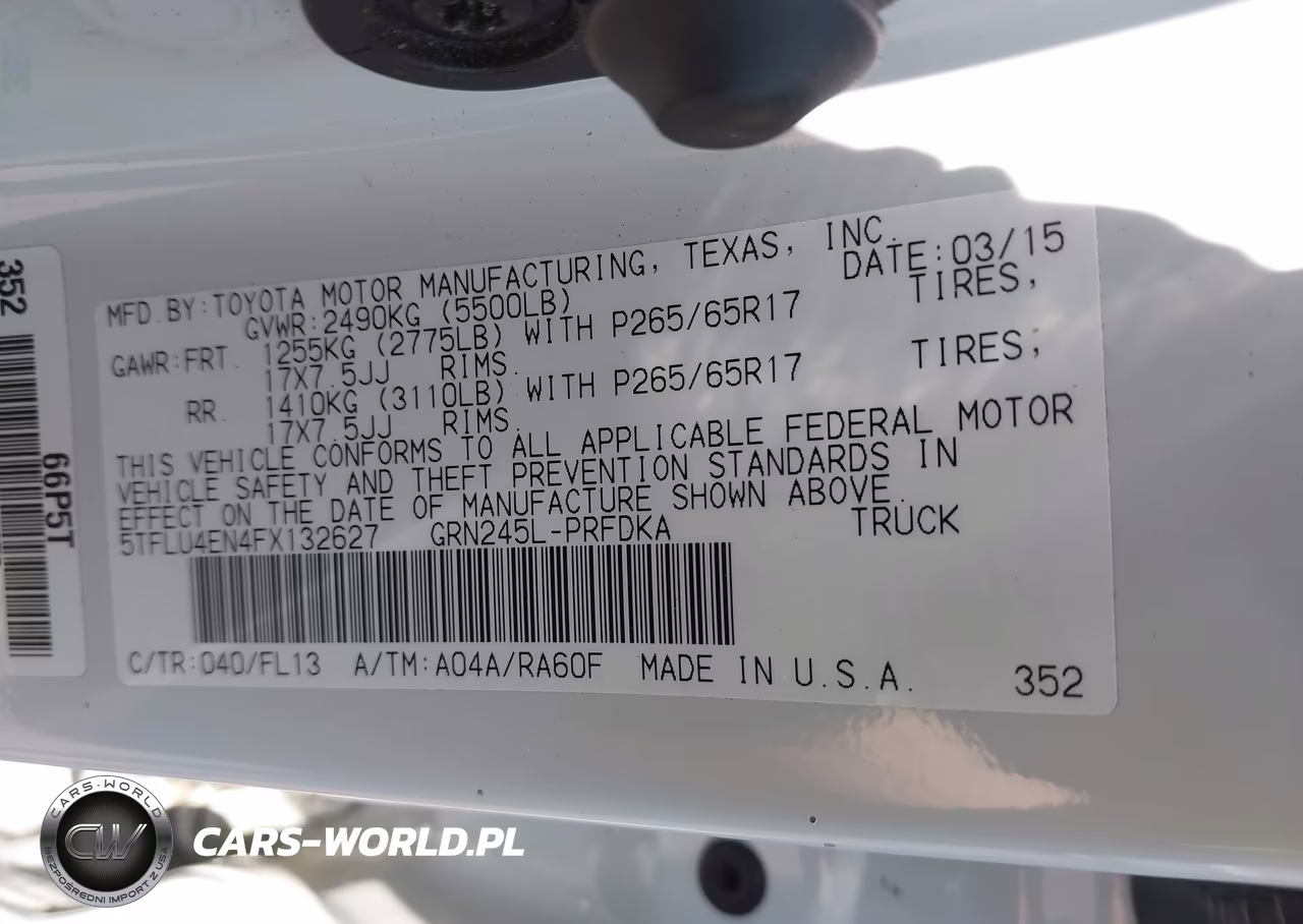 2015 Toyota Tacoma Base V6 VIN:5TFLU4EN4FX132627 - 9