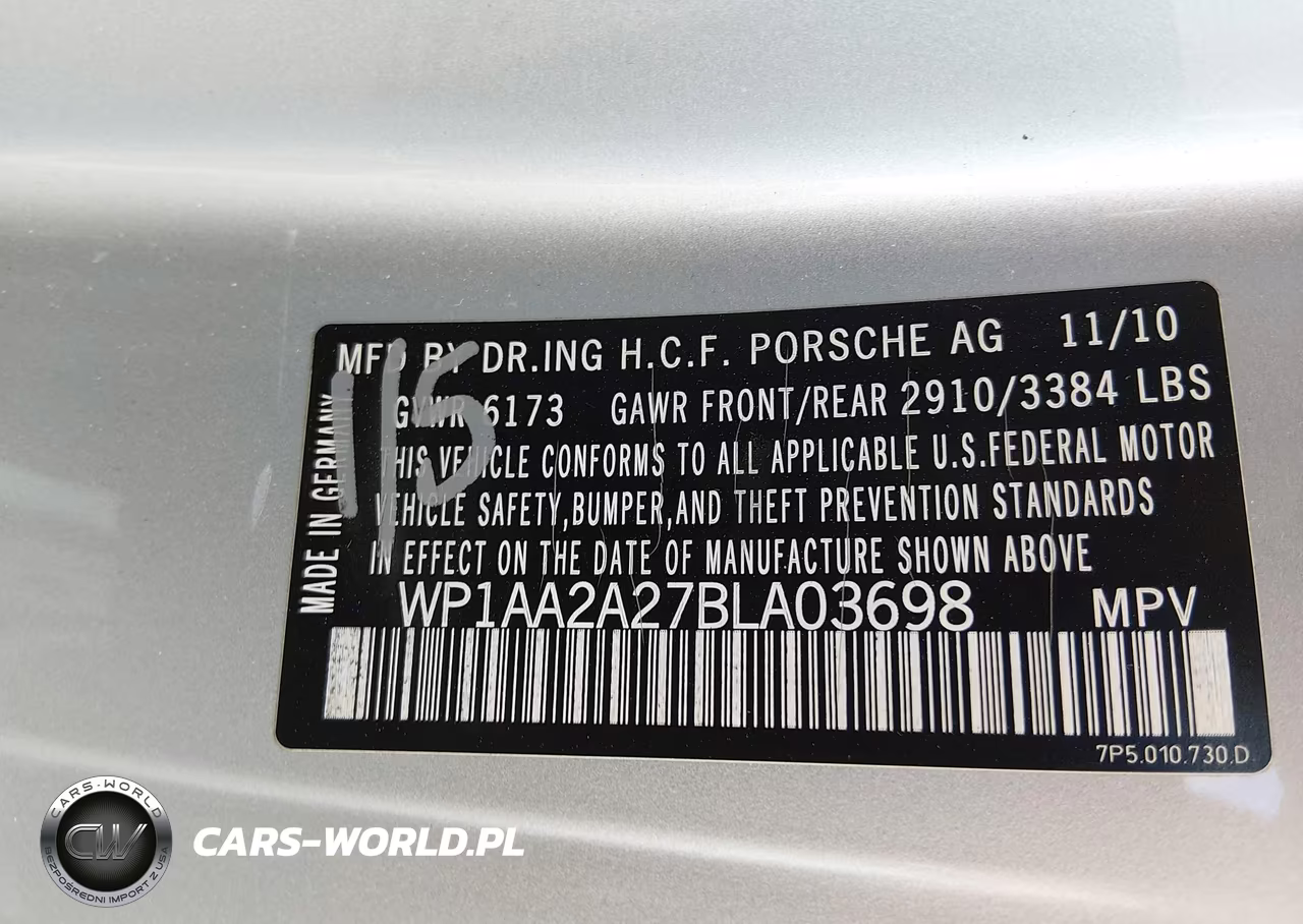 2011 Porsche Cayenne VIN:WP1AA2A27BLA03698 - 9