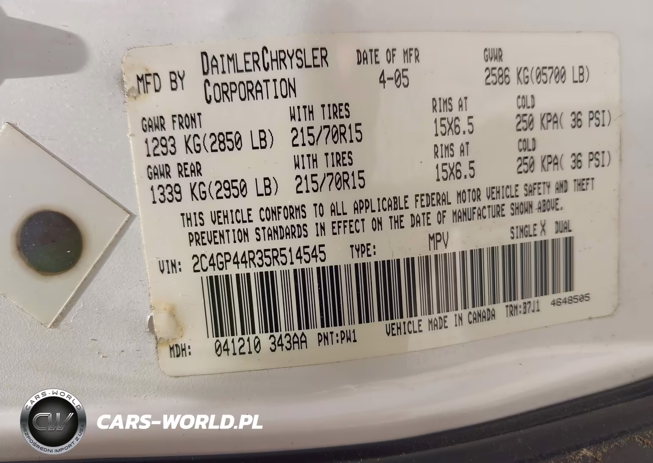 2005 Chrysler Town & Country Lx VIN:2C4GP44R35R514545 - 9
