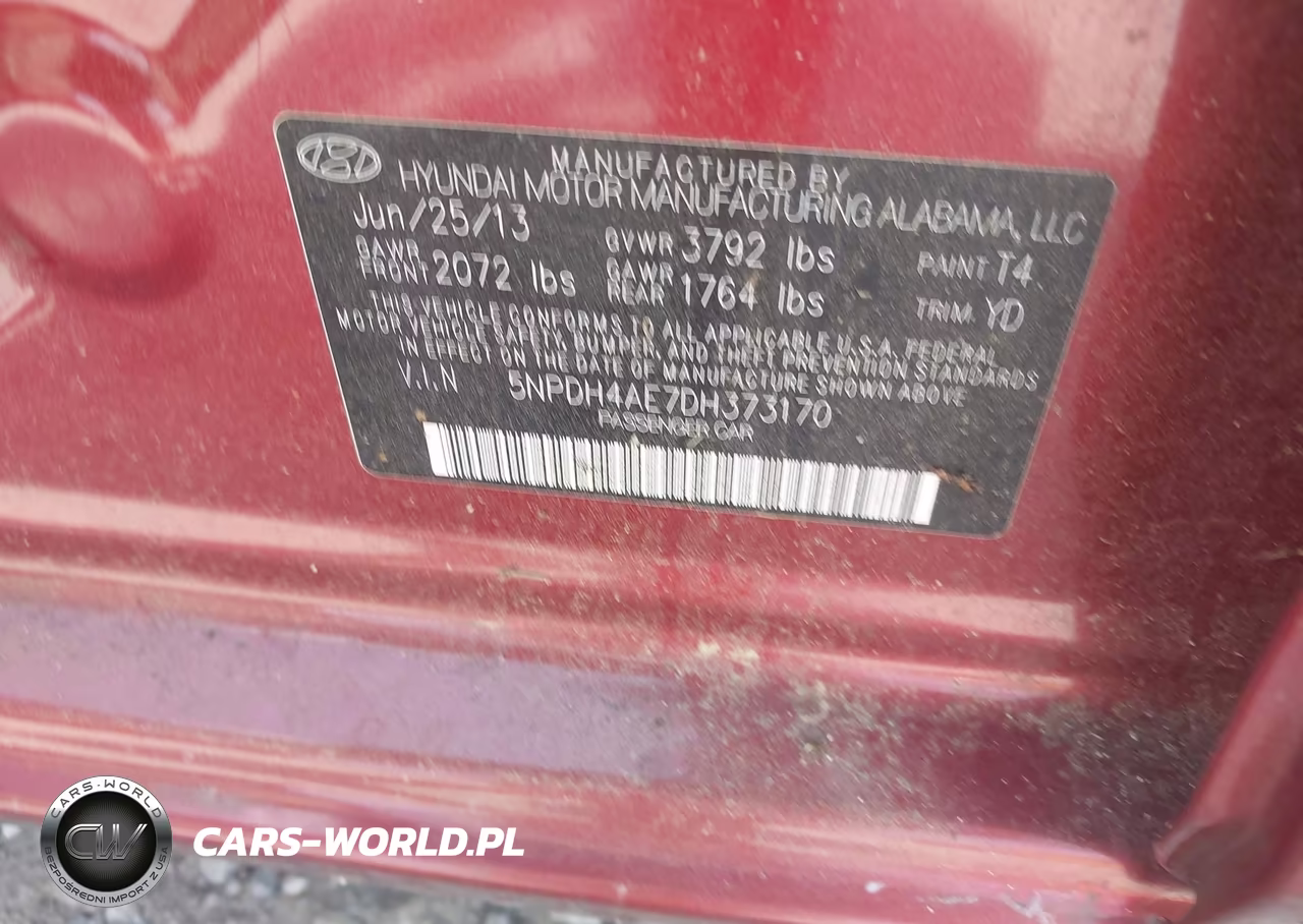 2013 Hyundai Elantra Gls VIN:5NPDH4AE7DH373170 - 9
