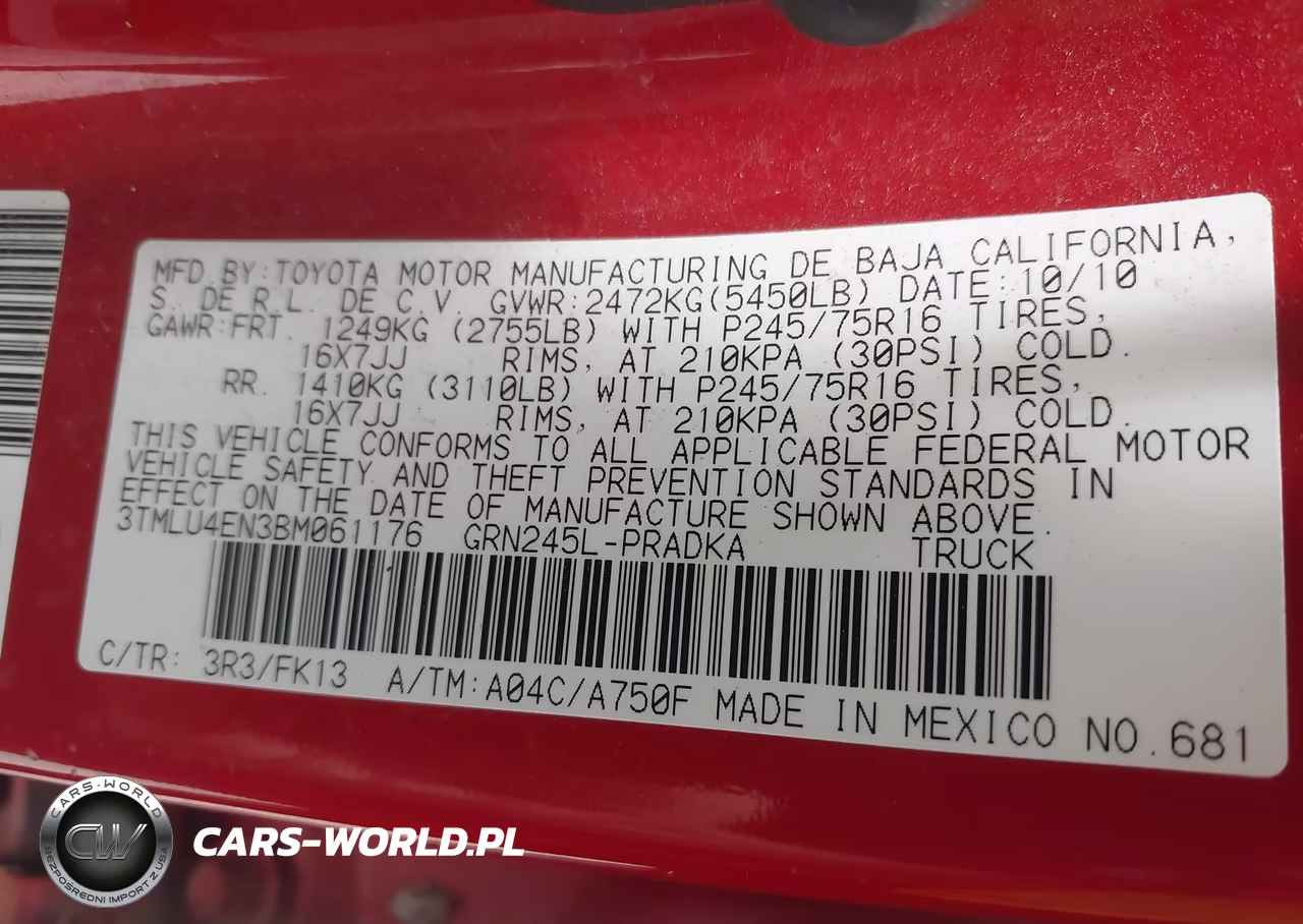 2011 Toyota Tacoma Base V6 VIN:3TMLU4EN3BM061176 - 9