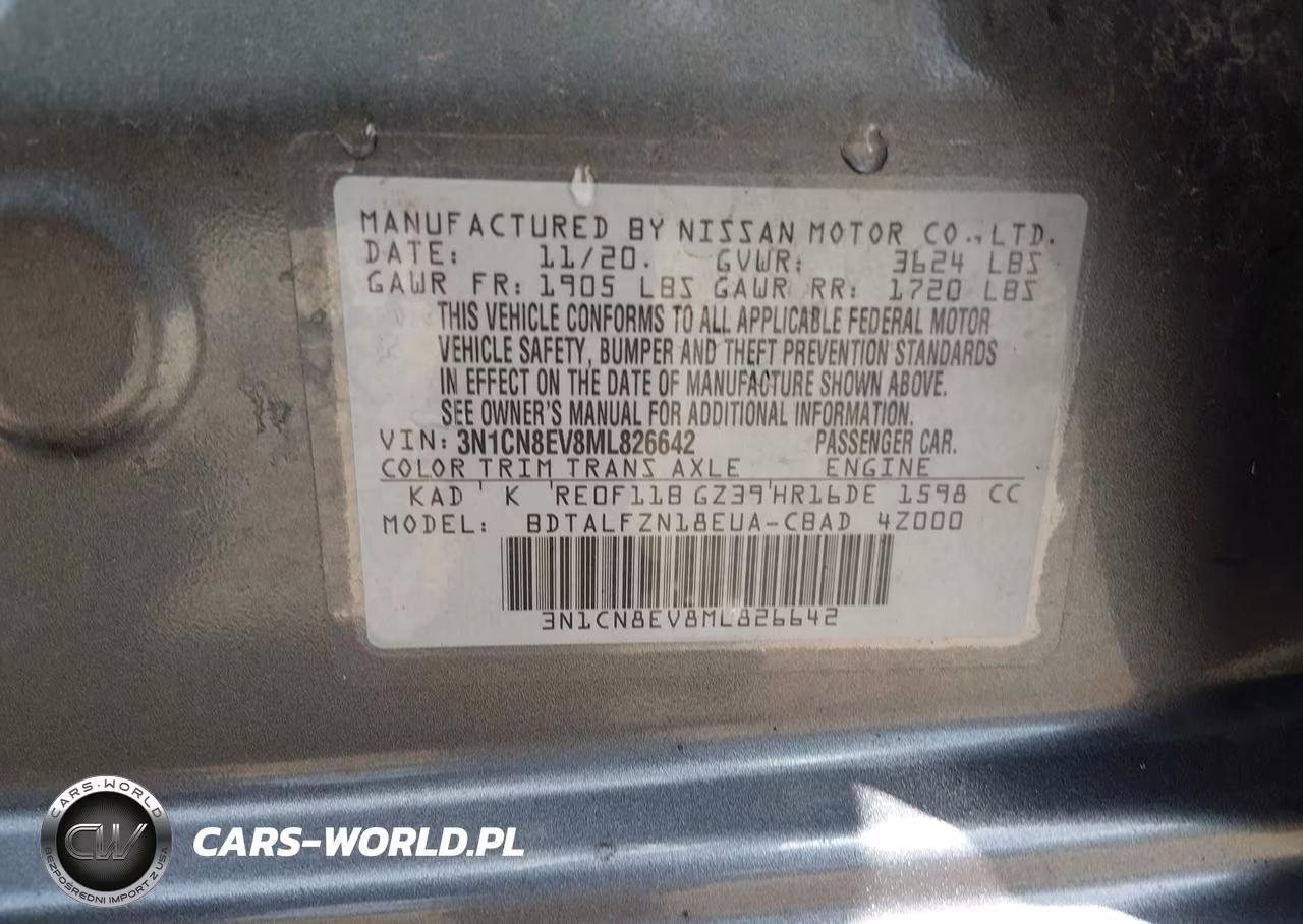 2021 Nissan Versa Sv Xtronic Cvt VIN:3N1CN8EV8ML826642 - 9