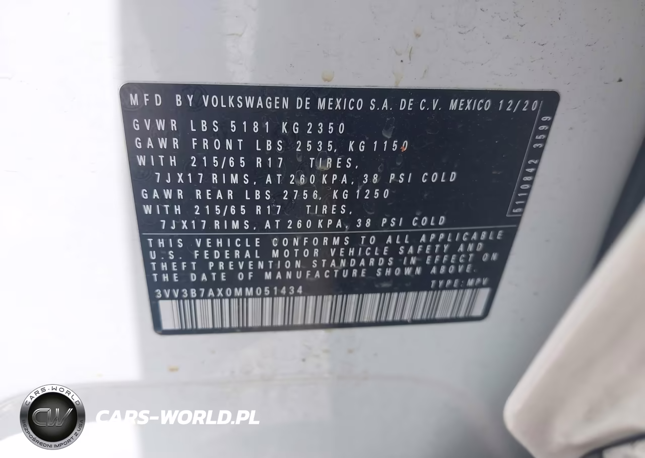 2021 Volkswagen Tiguan 2.0T Se-2.0T Se R-Line Black-2.0T Sel VIN:3VV3B7AX0MM051434 - 9