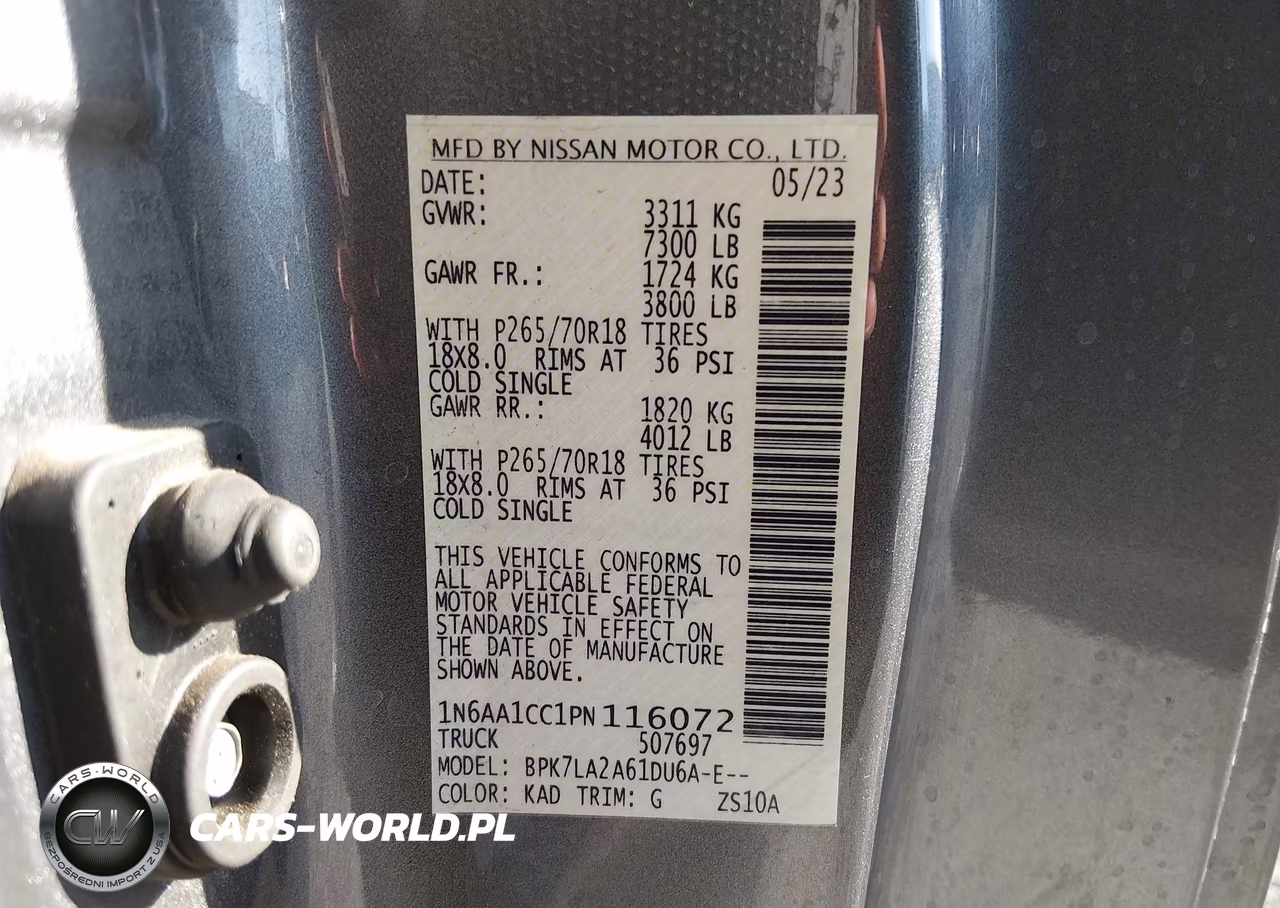 2023 Nissan Titan King Cab S 4X4 VIN:1N6AA1CC1PN116072 - 9