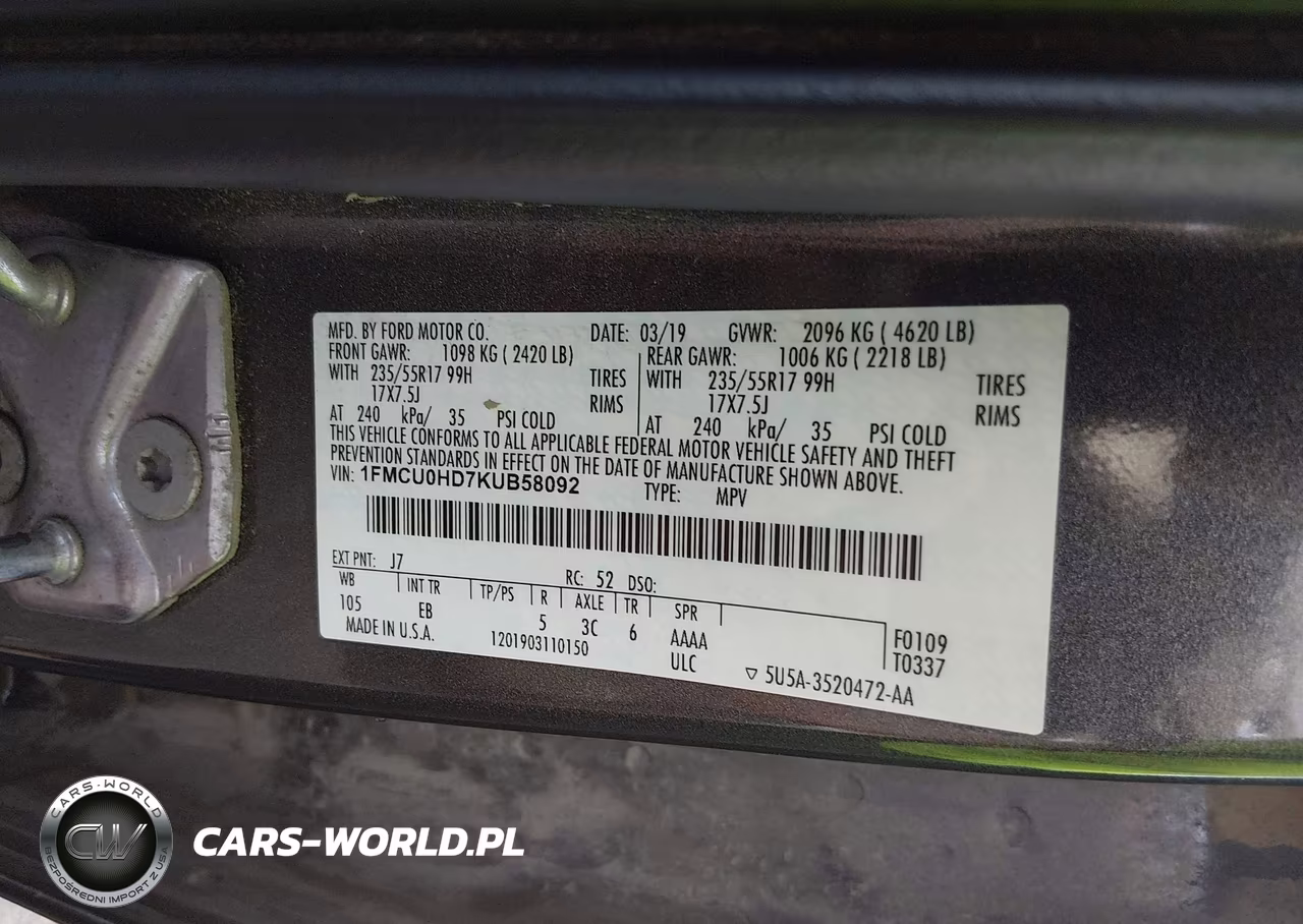 2019 Ford Escape Sel VIN:1FMCU0HD7KUB58092 - 9