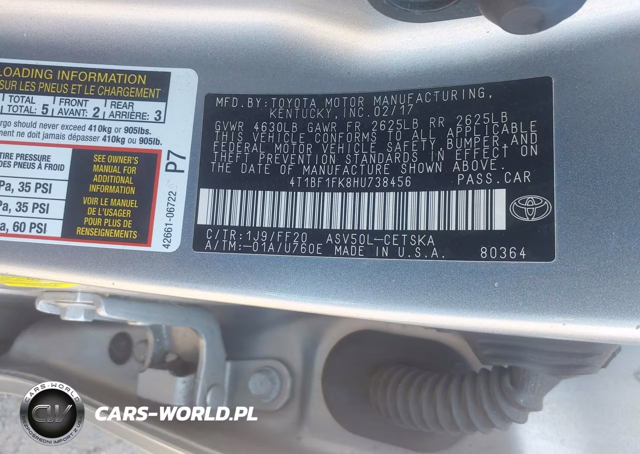 2017 Toyota Camry Se VIN:4T1BF1FK8HU738456 - 9
