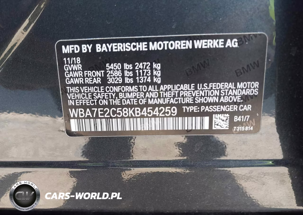 2019 BMW 740I VIN:WBA7E2C58KB454259 - 9