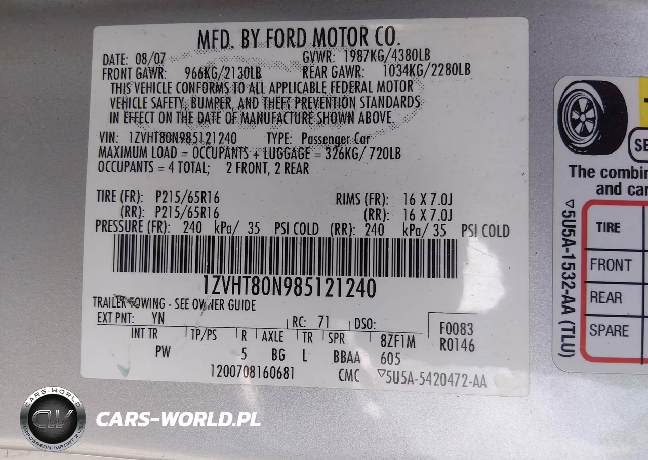 2008 Ford Mustang V6 Deluxe-V6 Premium VIN:1ZVHT80N985121240 - 9