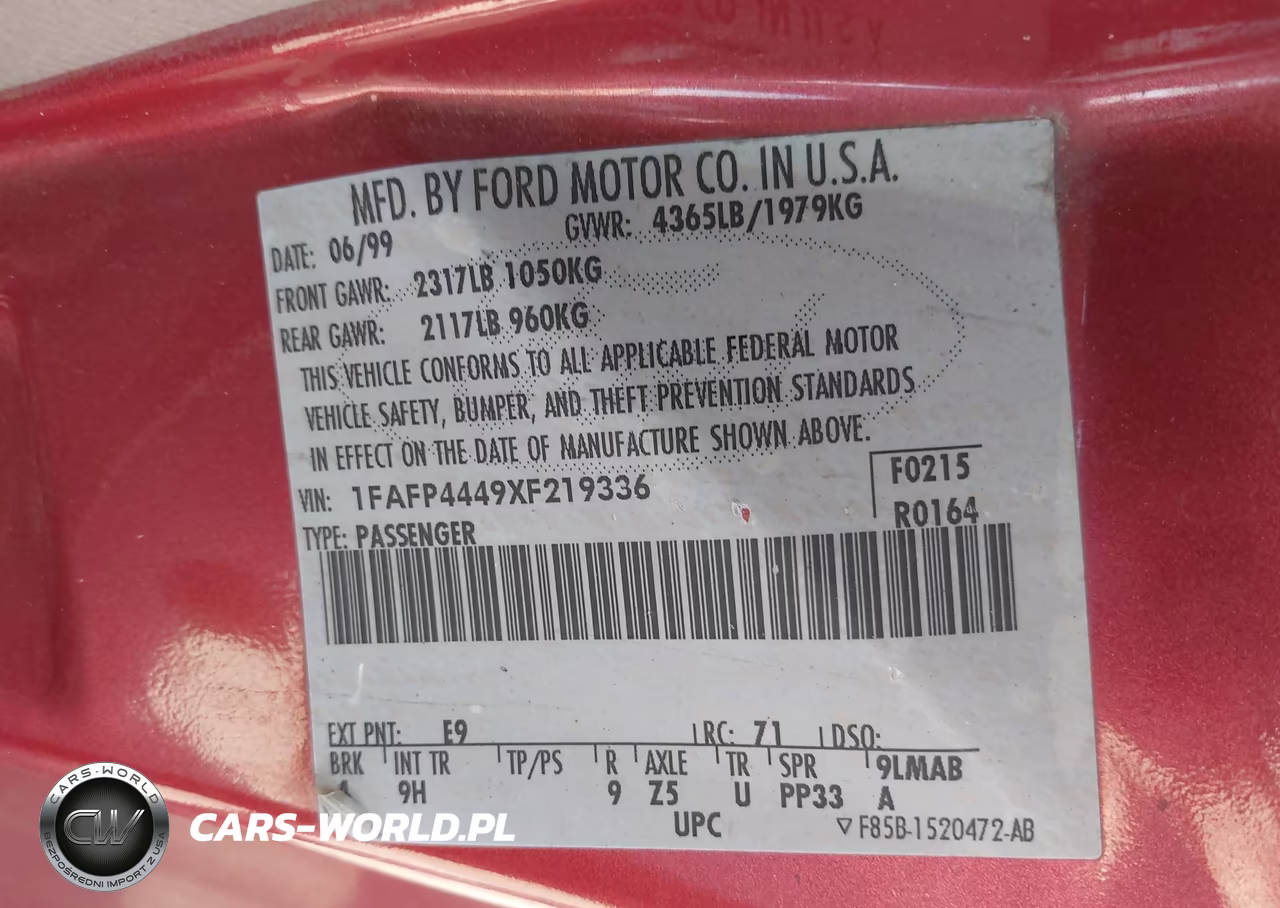 1999 Ford Mustang VIN:1FAFP4449XF219336 - 9