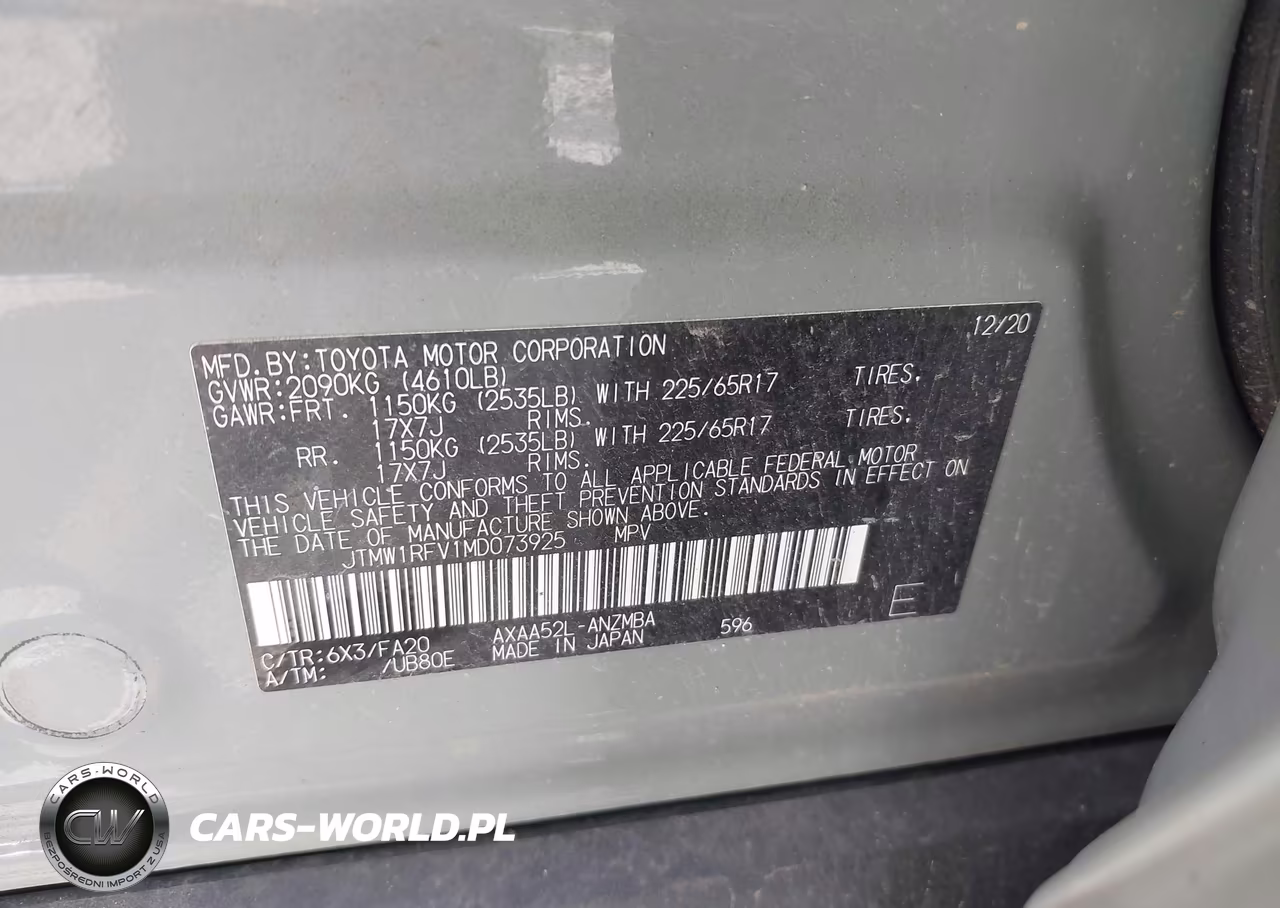 2021 Toyota Rav4 Xle VIN:JTMW1RFV1MD073925 - 9