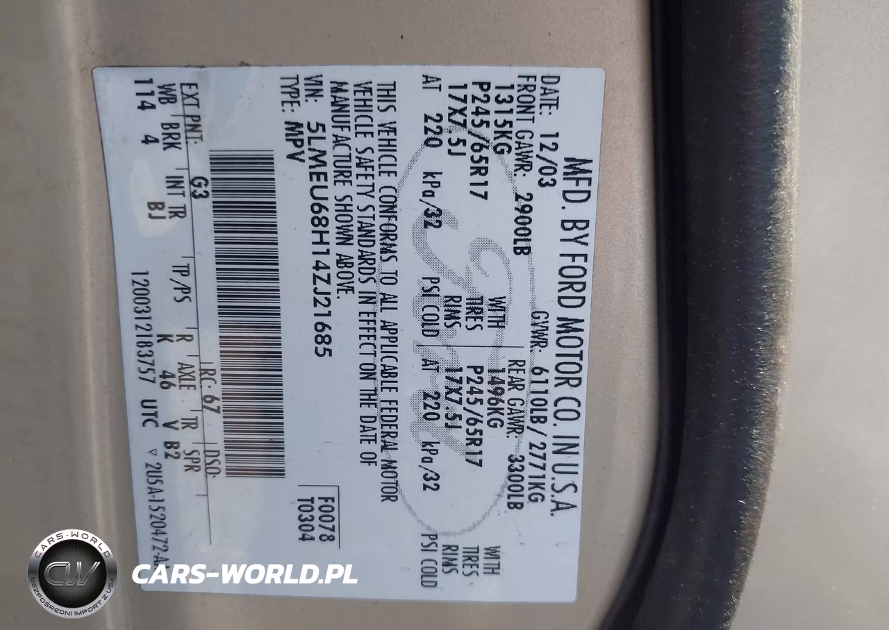 2004 Lincoln Aviator VIN:5LMEU68H14ZJ21685 - 9