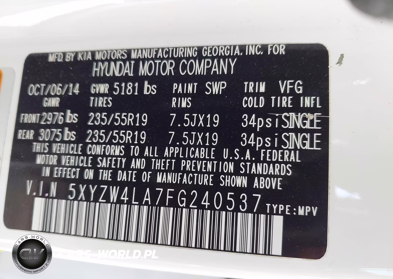 2015 Hyundai Santa Fe Sport 2.0L Turbo VIN:5XYZW4LA7FG240537 - 9