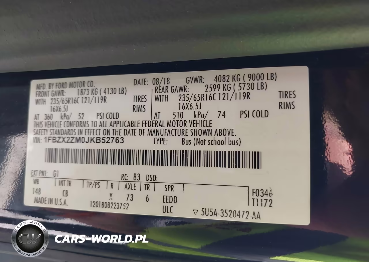 2018 Ford Transit-350 Xl-Xlt VIN:1FBZX2ZM0JKB52763 - 9