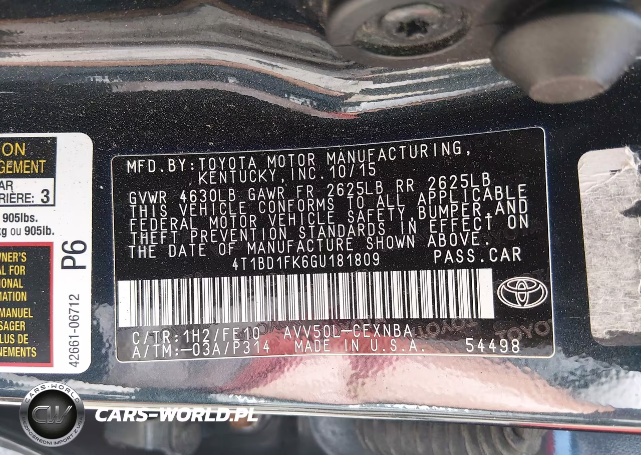 2016 Toyota Camry Hybrid Le VIN:4T1BD1FK6GU181809 - 8
