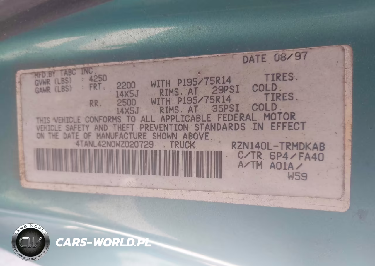 1998 Toyota Tacoma VIN:4TANL42N0WZ020729 - 9