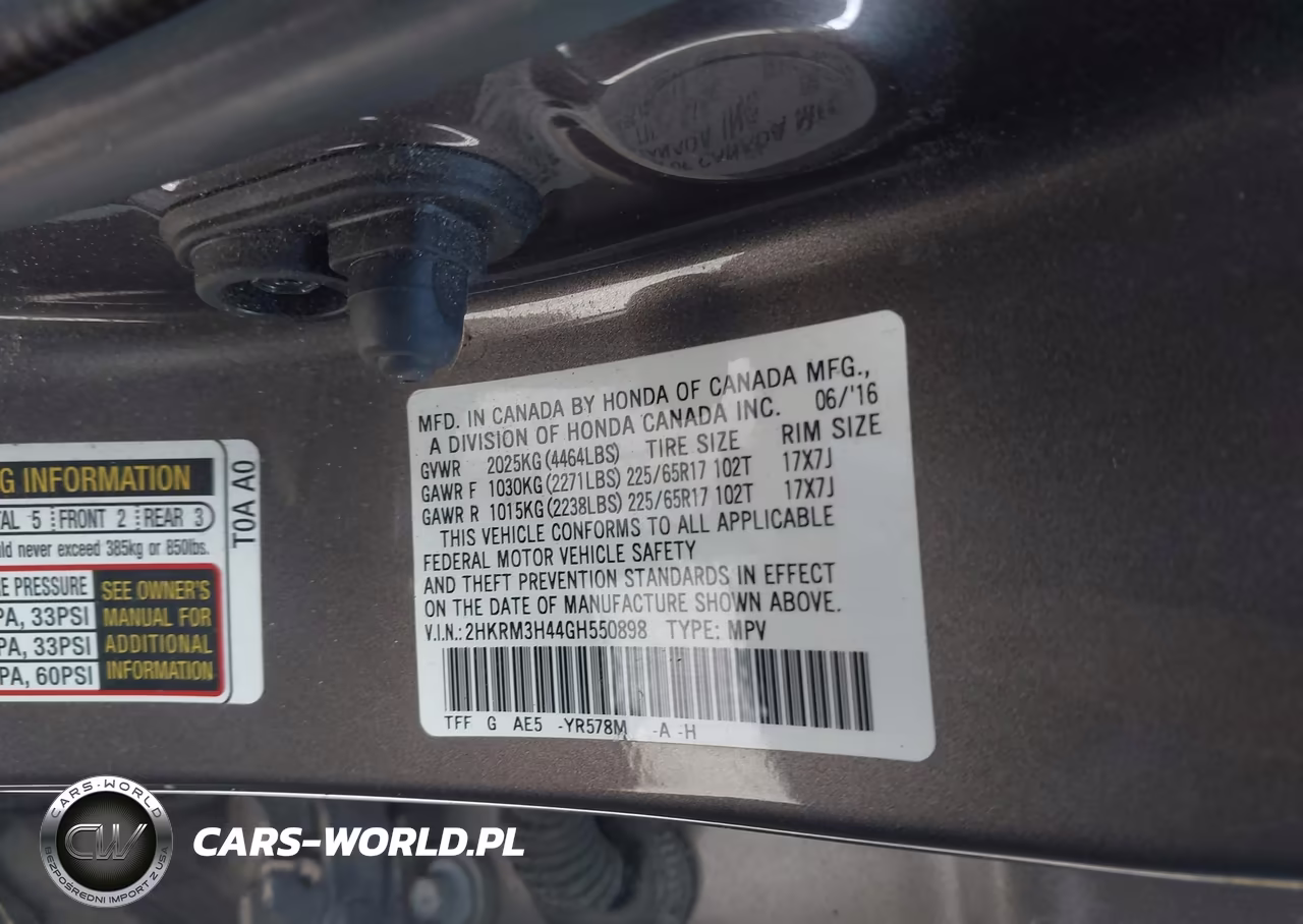 2016 Honda Cr-V Se VIN:2HKRM3H44GH550898 - 9