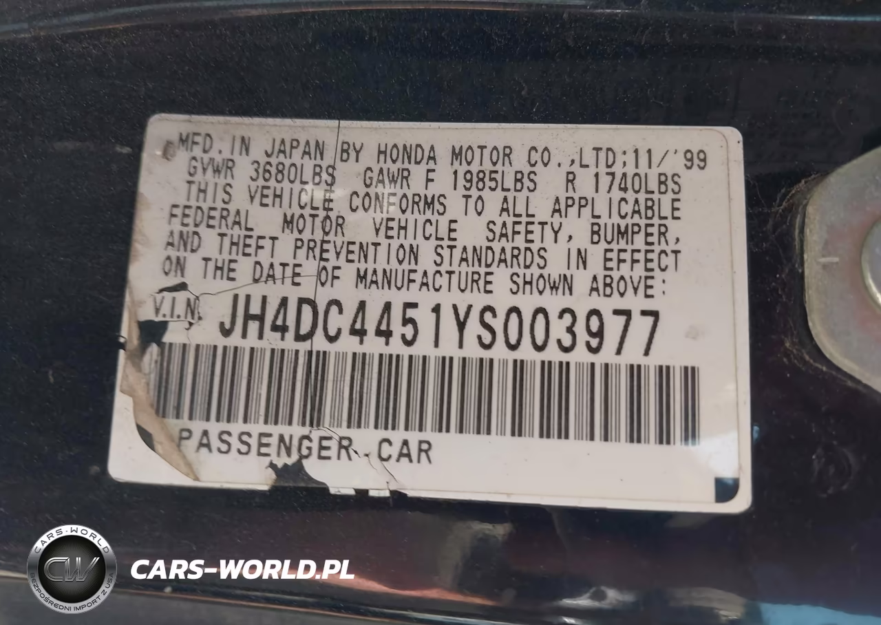 2000 Acura Integra Ls VIN:JH4DC4451YS003977 - 9