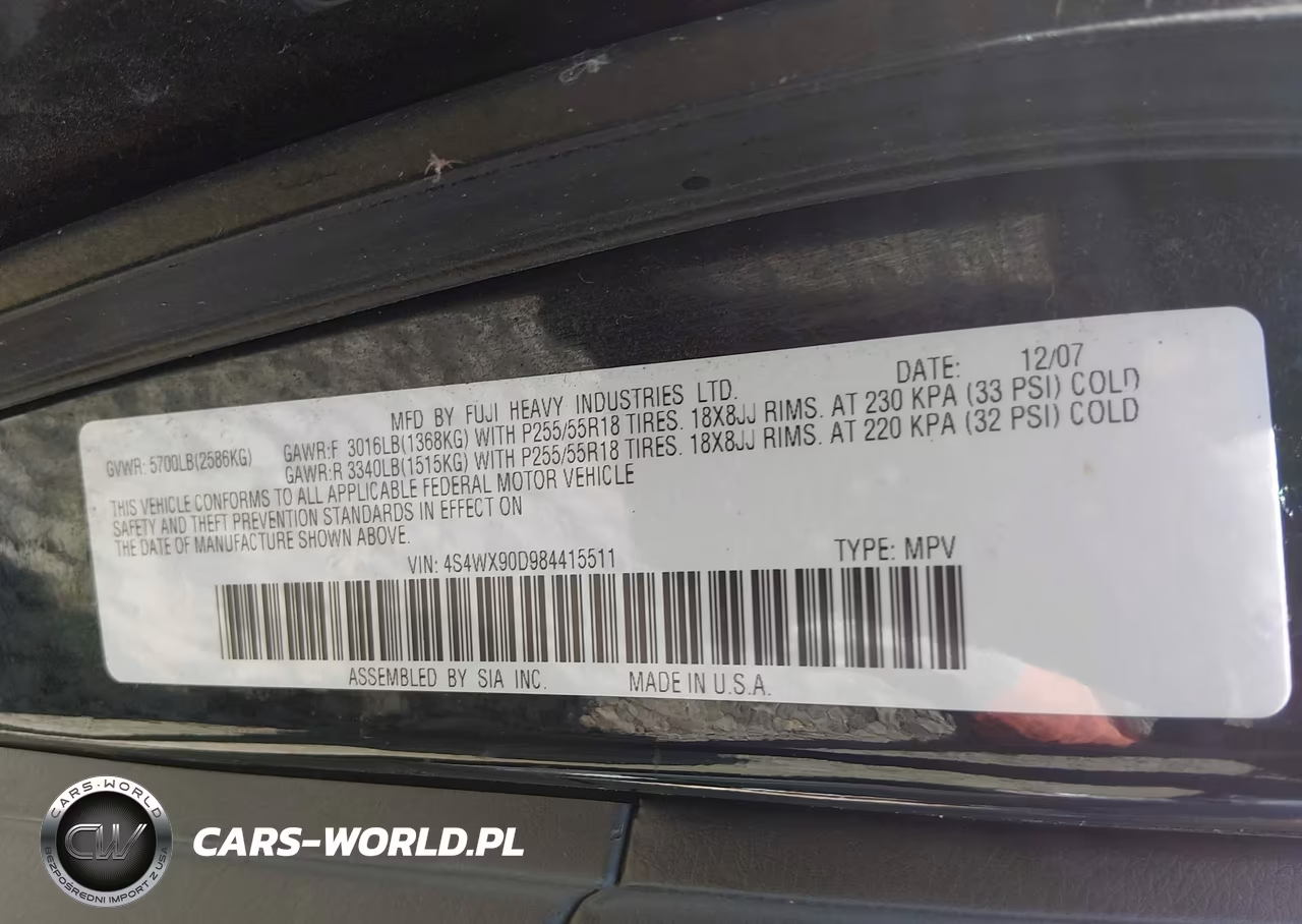 2008 Subaru Tribeca Limited 7-Passenger VIN:4S4WX90D984415511 - 9