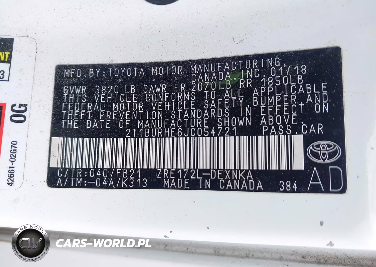 2018 Toyota Corolla Le VIN:2T1BURHE6JC054721 - 9