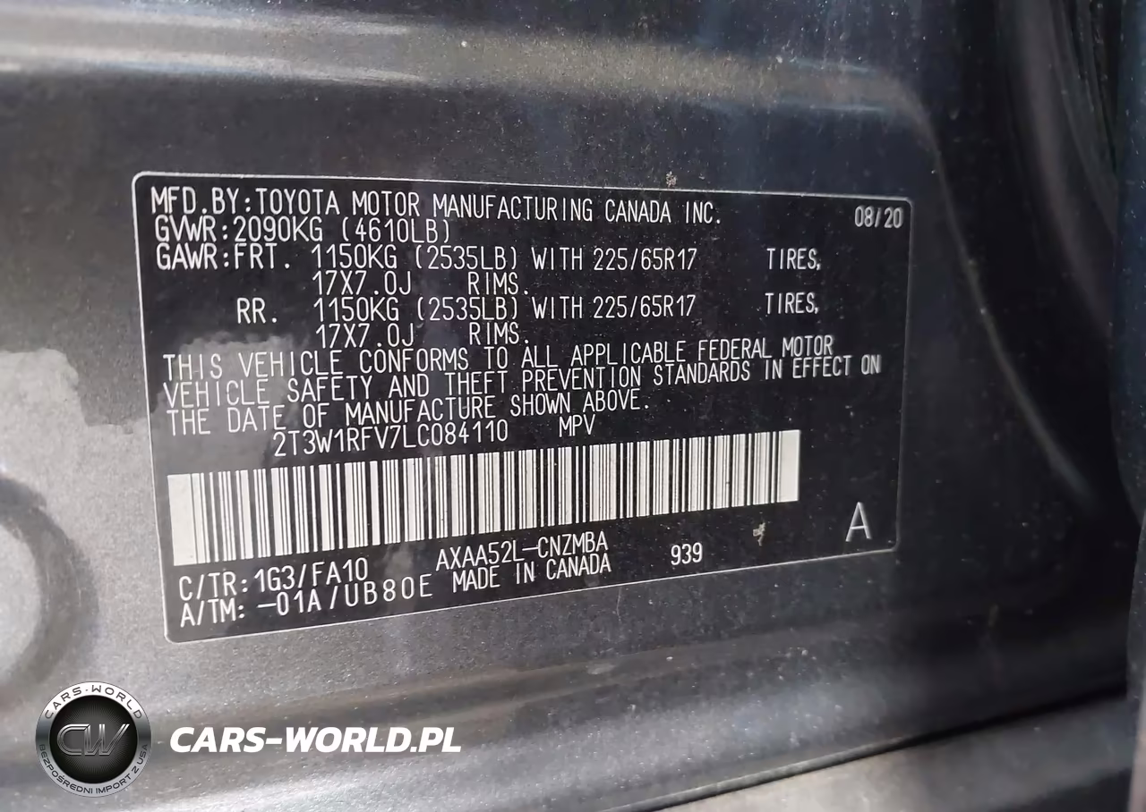 2020 Toyota Rav4 Xle VIN:2T3W1RFV7LC084110 - 9