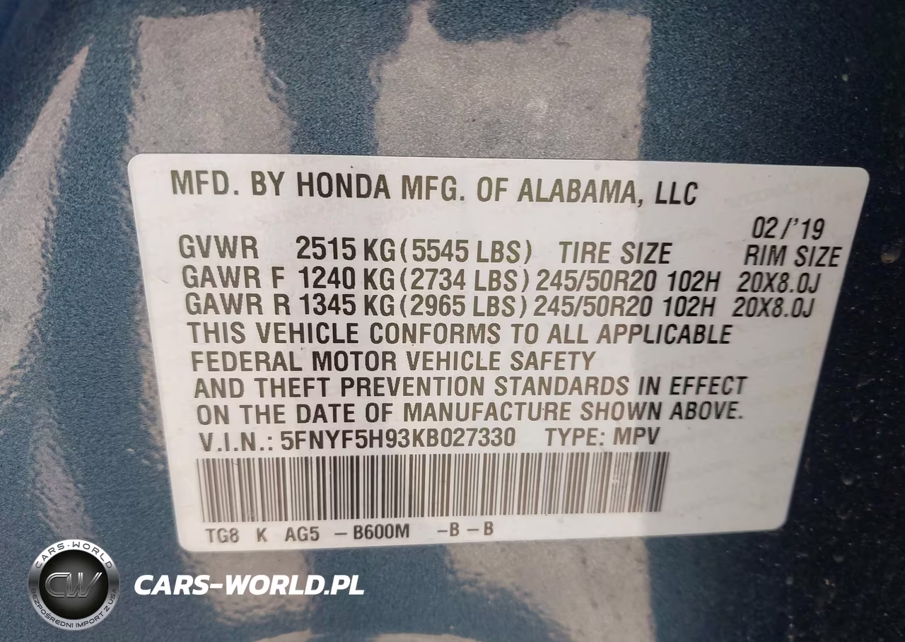 2019 Honda Pilot Touring VIN:5FNYF5H93KB027330 - 9