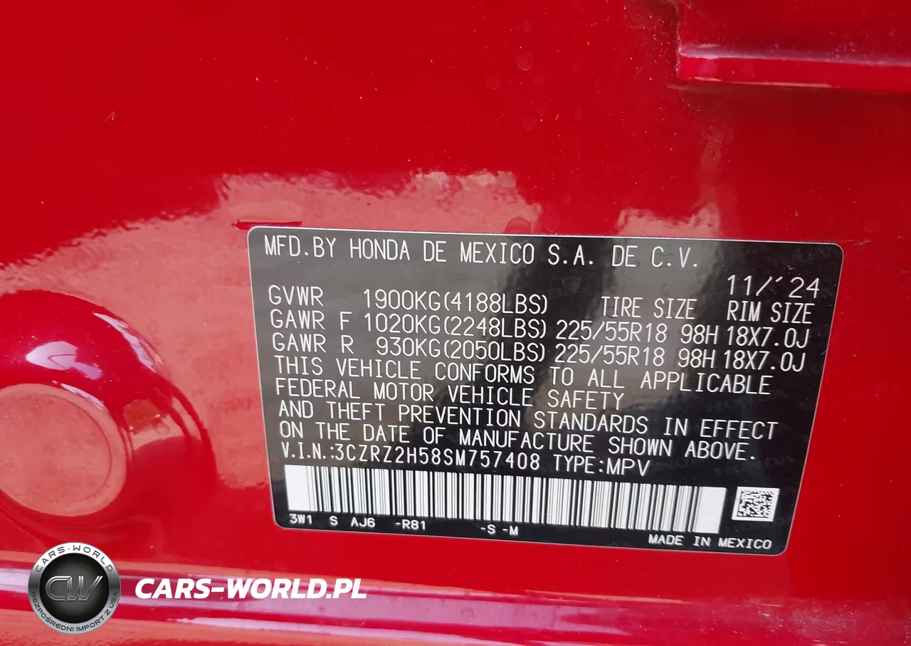 2025 Honda Hr-V Awd Sport VIN:3CZRZ2H58SM757408 - 9