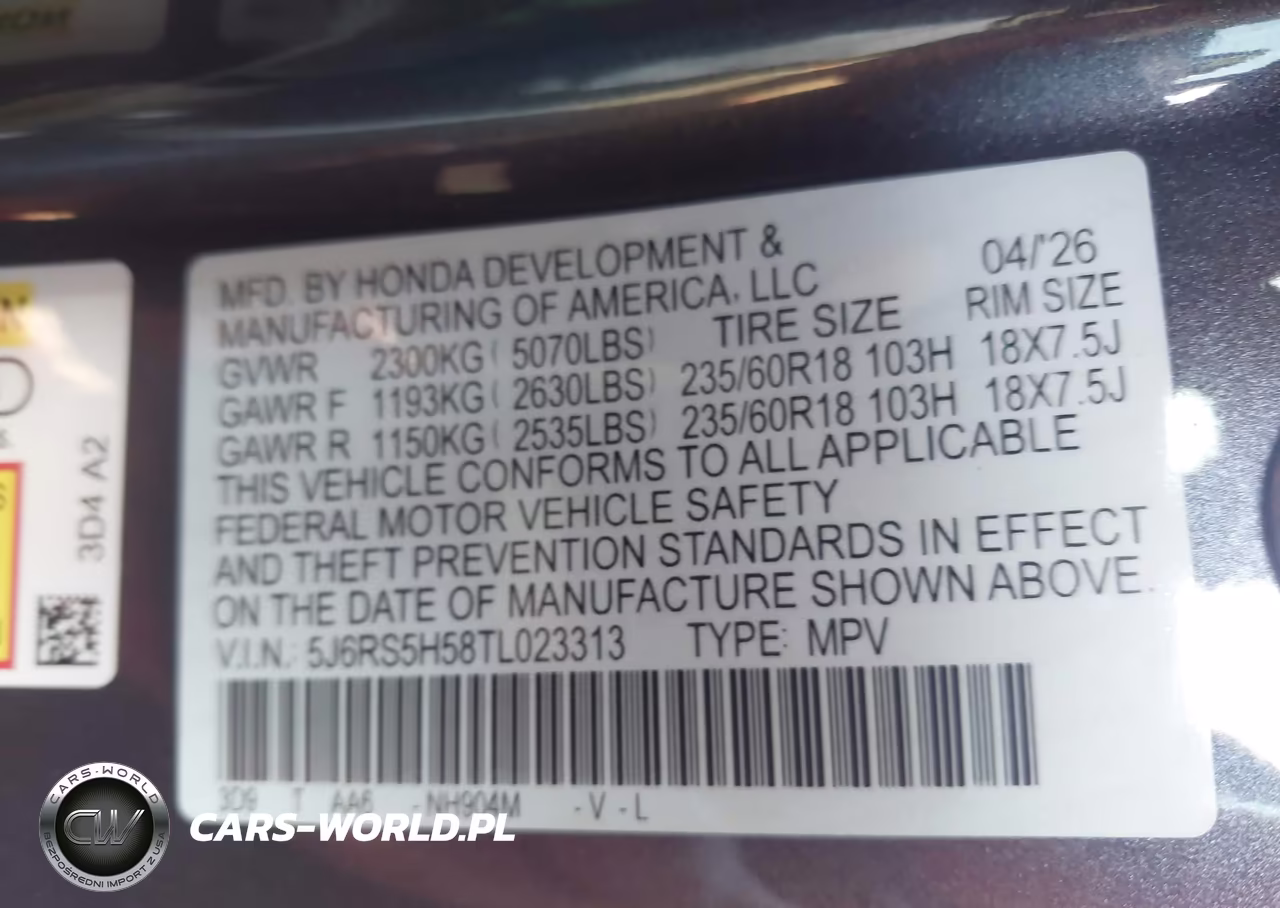 2026 Honda Cr-V Hybrid 2Wd Sport VIN:5J6RS5H58TL023313 - 9