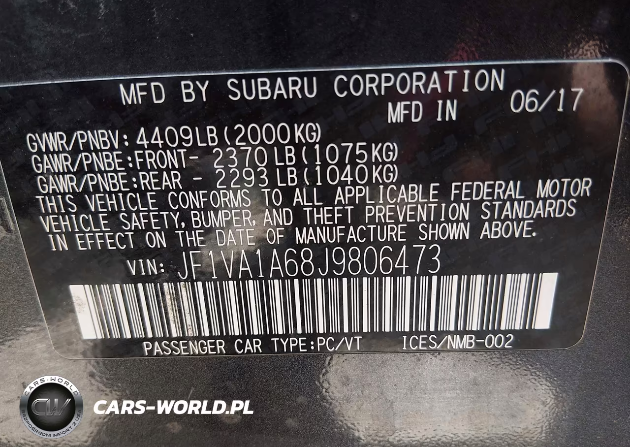2018 Subaru Wrx VIN:JF1VA1A68J9806473 - 9