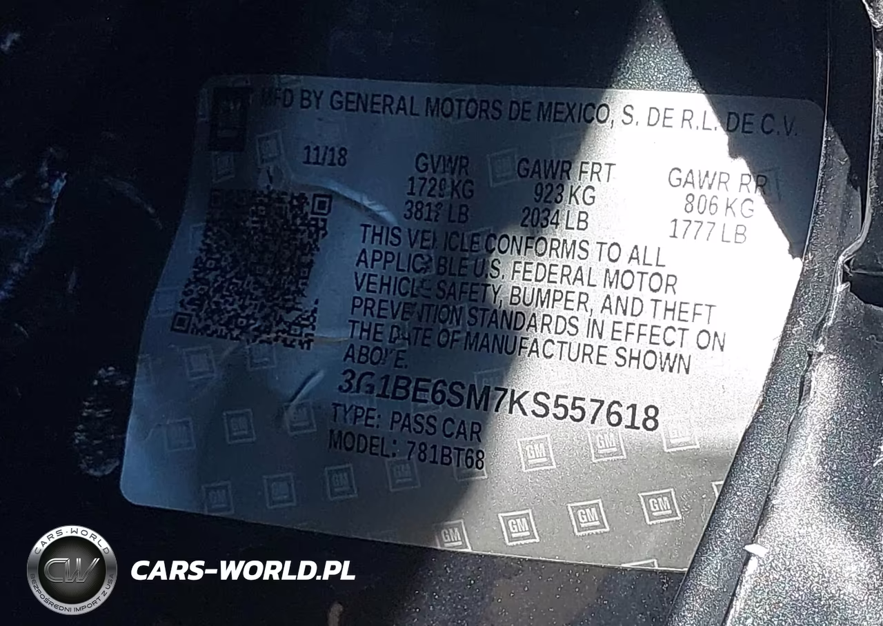 2019 Chevrolet Cruze Lt VIN:3G1BE6SM7KS557618 - 9
