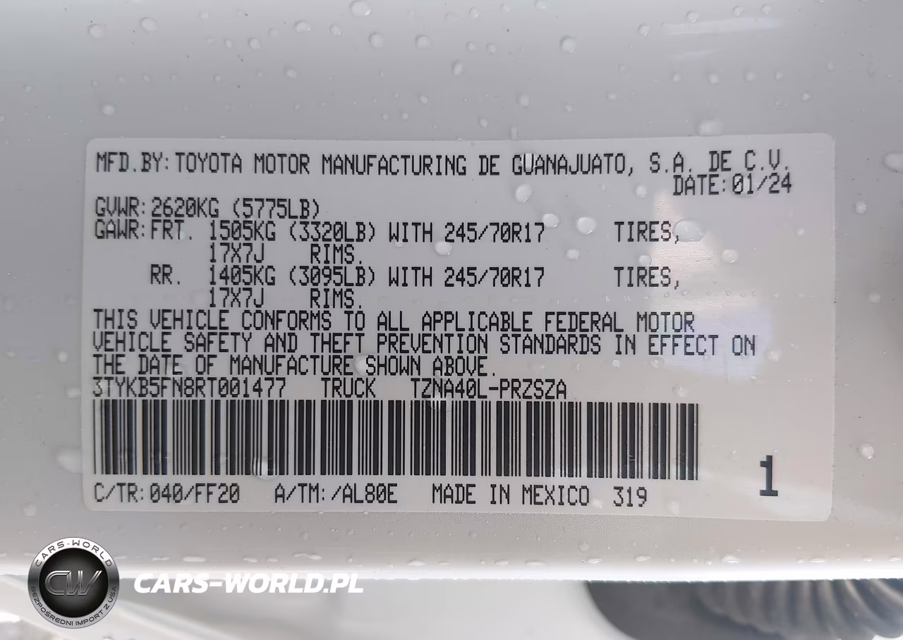 2024 Toyota Tacoma Sr5 VIN:3TYKB5FN8RT001477 - 9