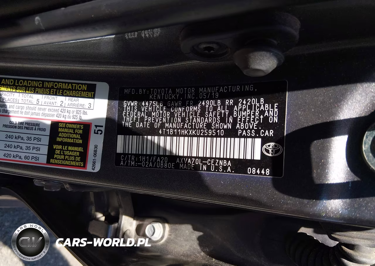 2019 Toyota Camry Le VIN:4T1B11HKXKU259510 - 9