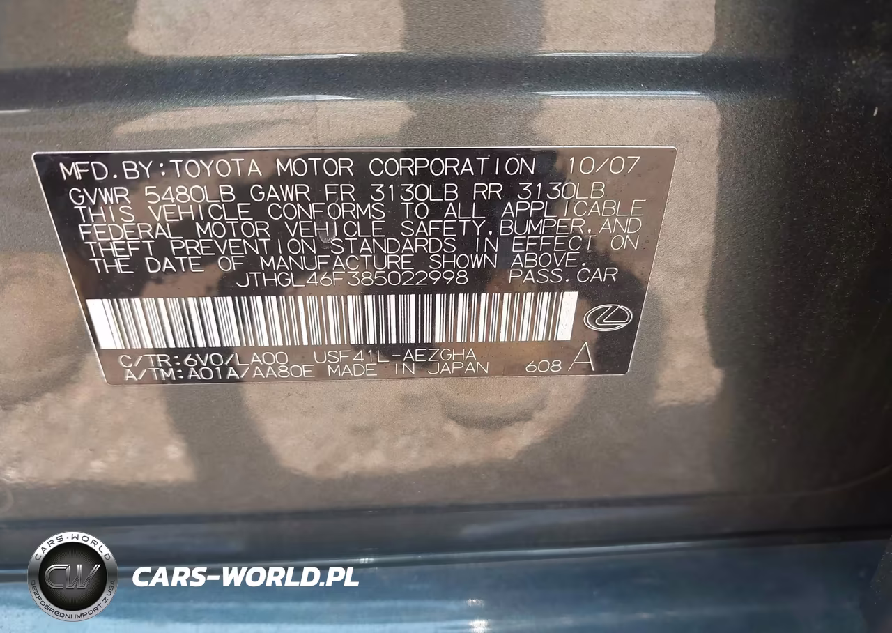 2008 Lexus Ls 460 L VIN:JTHGL46F385022998 - 8
