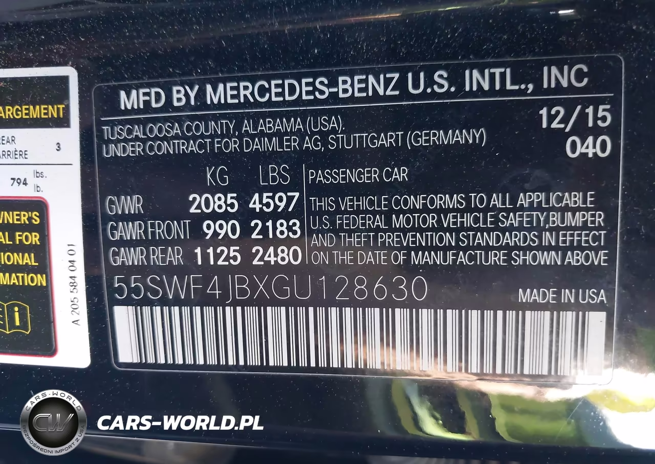 2016 Mercedes-Benz C 300 Luxury VIN:55SWF4JBXGU128630 - 9
