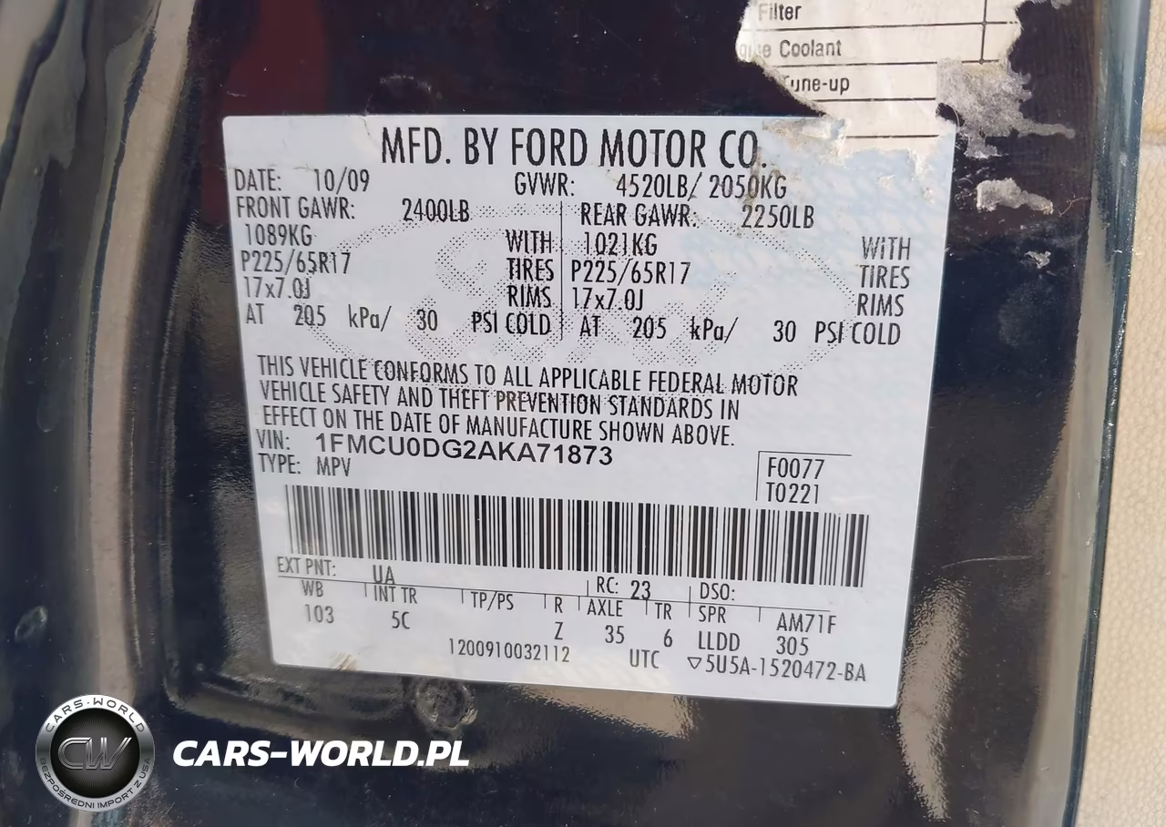 2010 Ford Escape Xlt VIN:1FMCU0DG2AKA71873 - 9