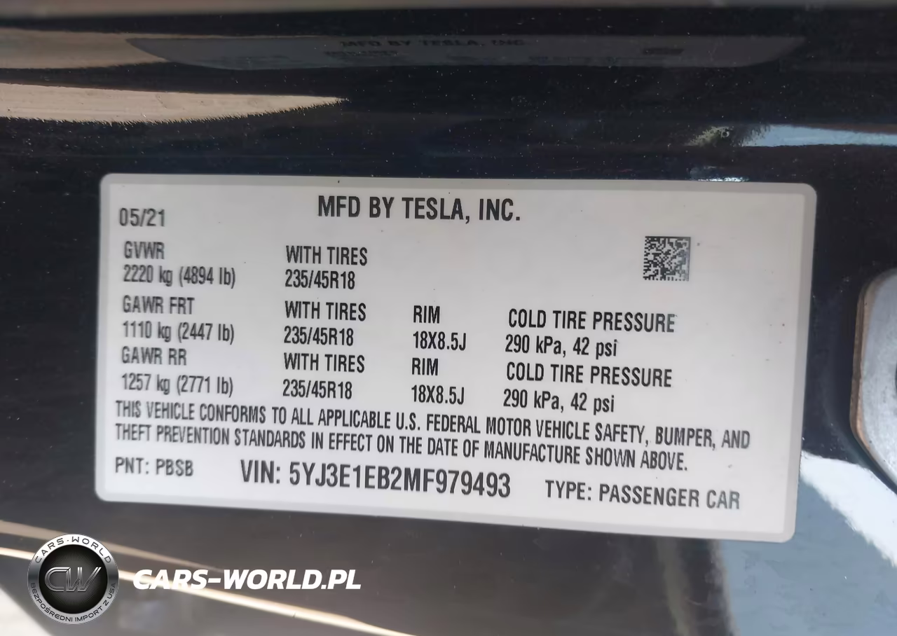 2021 Tesla Model 3 Long Range Dual Motor All-Wheel Drive VIN:5YJ3E1EB2MF979493 - 9