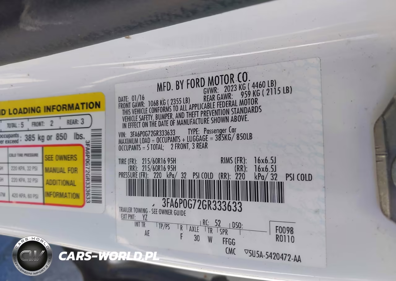 2016 Ford Fusion S VIN:3FA6P0G72GR333633 - 9