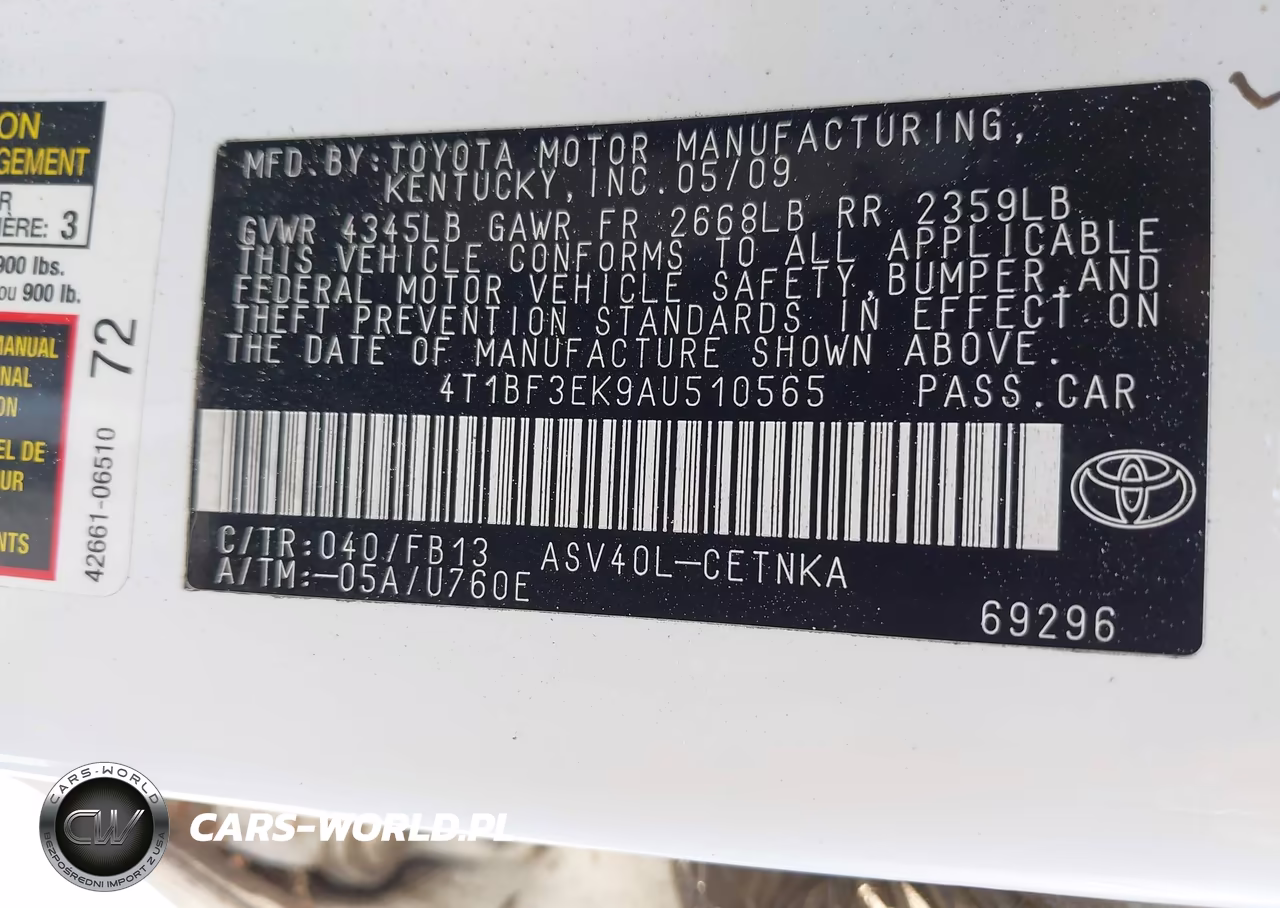 2010 Toyota Camry Le VIN:4T1BF3EK9AU510565 - 9