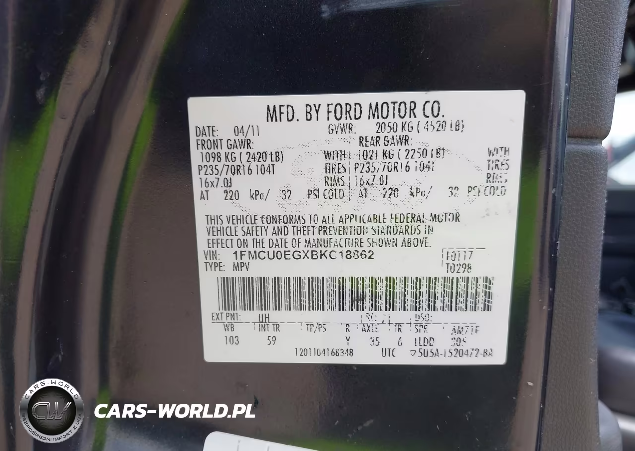 2011 Ford Escape Limited VIN:1FMCU0EGXBKC18862 - 9