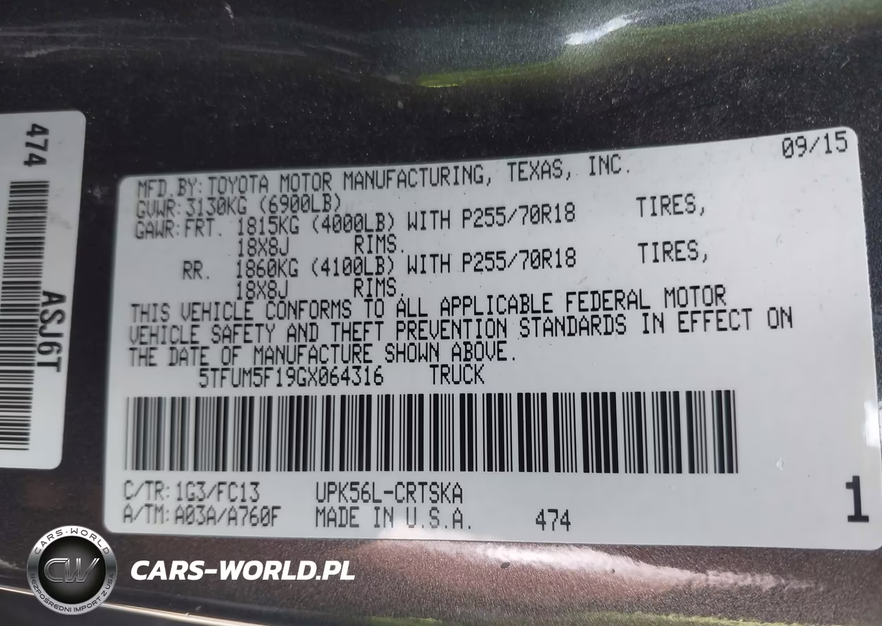 2016 Toyota Tundra Sr5 4.6L V8 VIN:5TFUM5F19GX064316 - 9