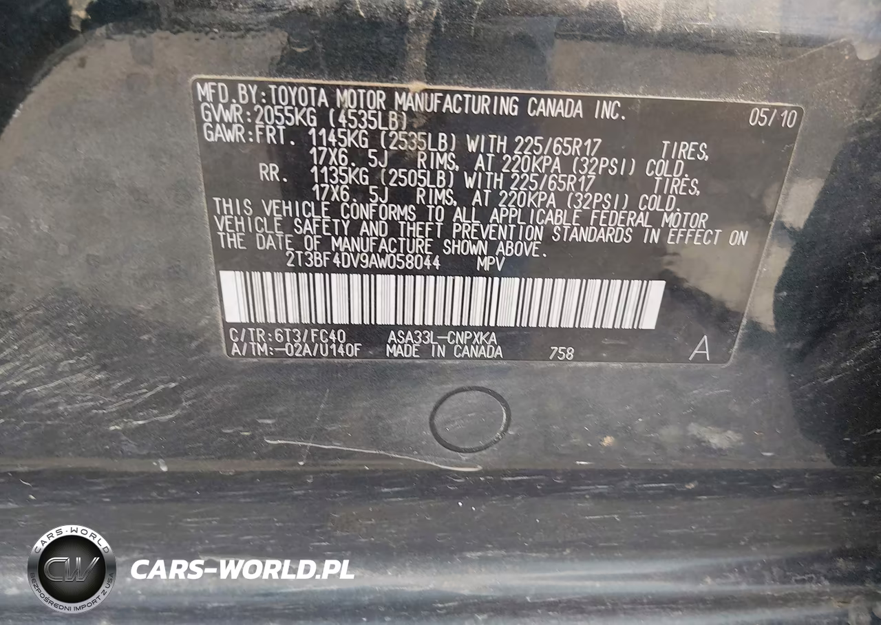 2010 Toyota Rav4 VIN:2T3BF4DV9AW058044 - 9