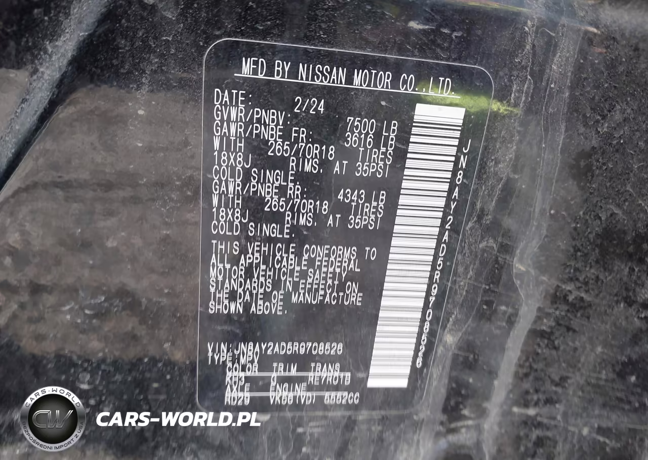 2024 Nissan Armada Sv 4Wd VIN:JN8AY2AD5R9708526 - 9