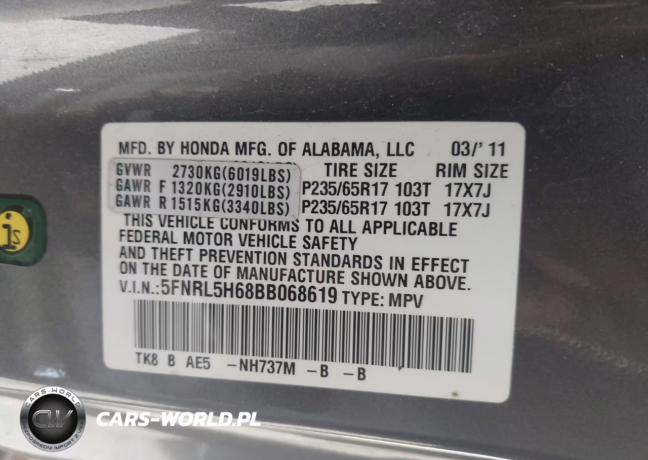 2011 Honda Odyssey Ex-L VIN:5FNRL5H68BB068619 - 9