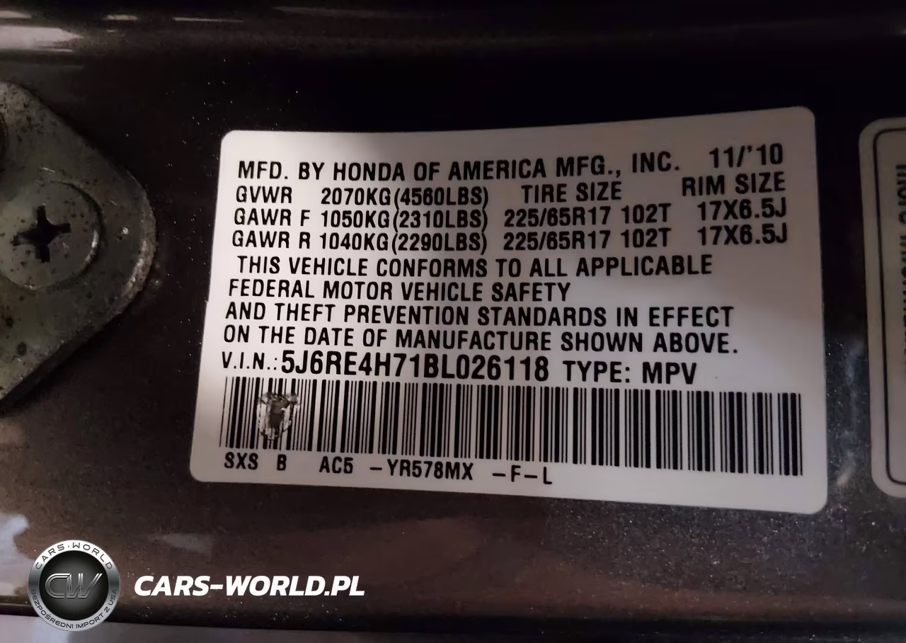2011 Honda Cr-V Ex-L VIN:5J6RE4H71BL026118 - 9