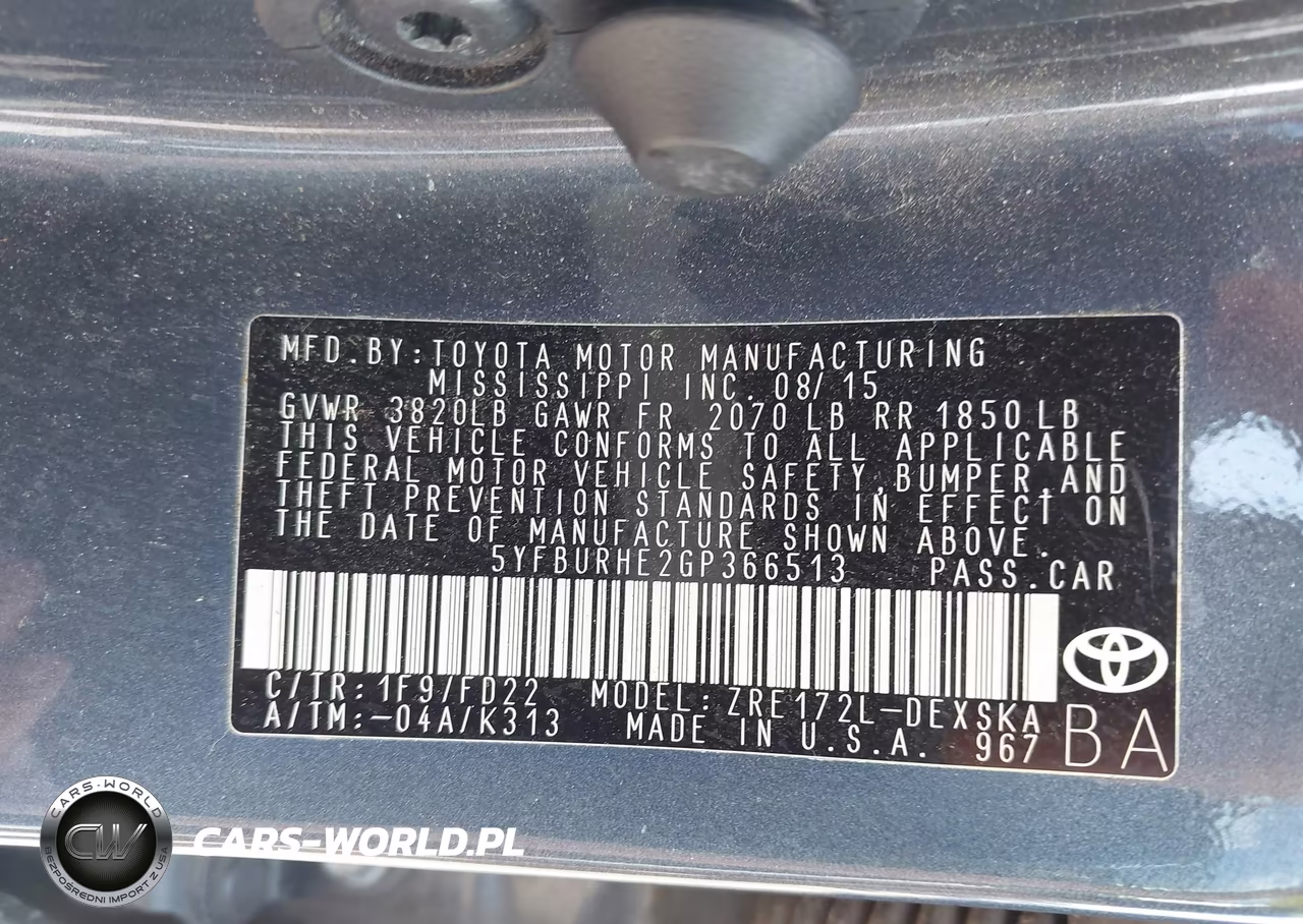 2016 Toyota Corolla S Plus VIN:5YFBURHE2GP366513 - 9