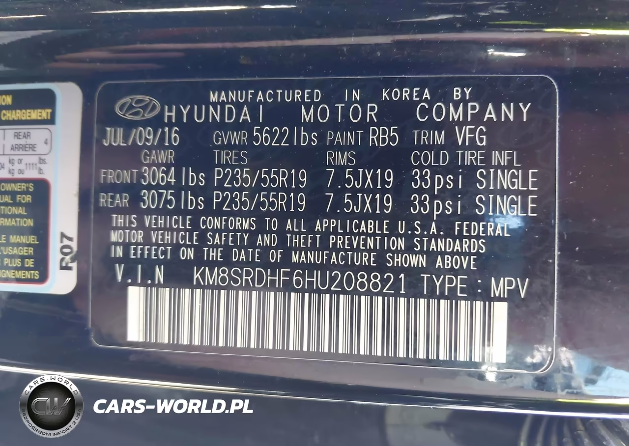 2017 Hyundai Santa Fe Limited Ultimate VIN:KM8SRDHF6HU208821 - 9