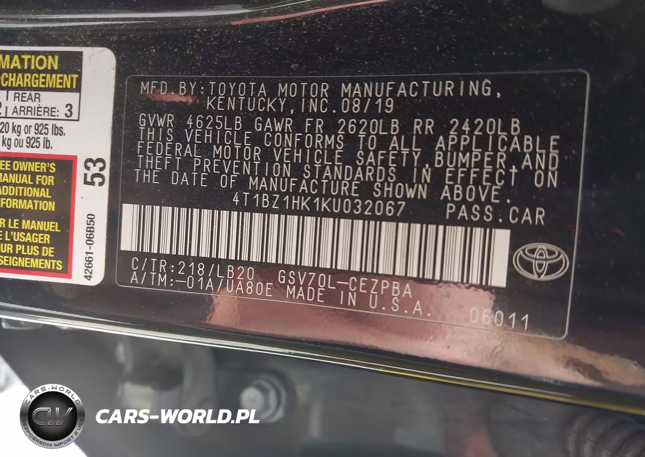 2019 Toyota Camry Xse V6 VIN:4T1BZ1HK1KU032067 - 9