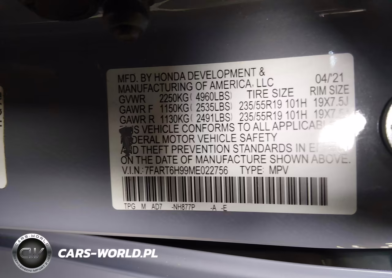 2021 Honda Cr-V Hybrid Touring VIN:7FART6H99ME022756 - 9